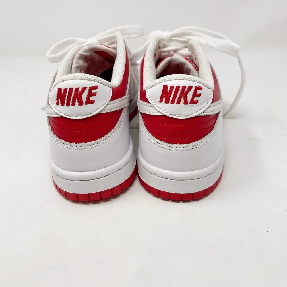 Nike Youth Size 4Y Dunk Low Championship Red White 2021 Leather Sneaker Casuals